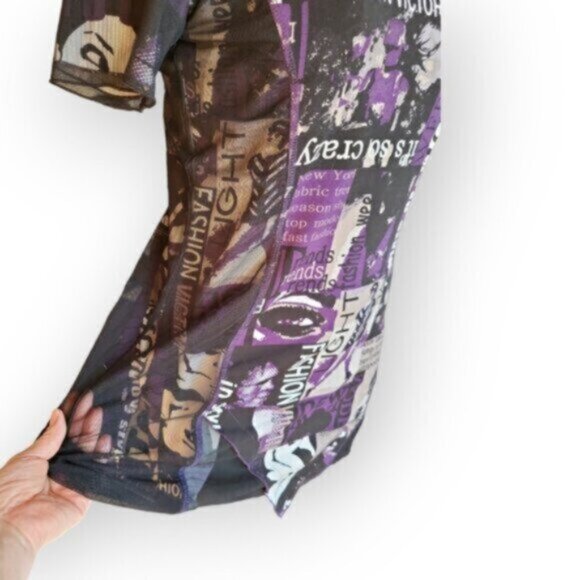 Bellissima Mixed Media Print Tunic Top Sz Small - Picture 8 of 8